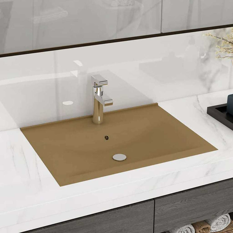 Vidaxl Washingin avec trou de robinet 60x46 cm Crème de tapis de céramique