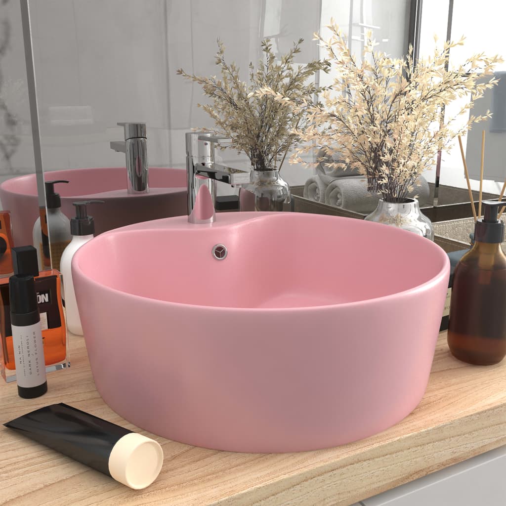 Vidaxl Washingin avec atterrissage 36x13 cm en céramique rose