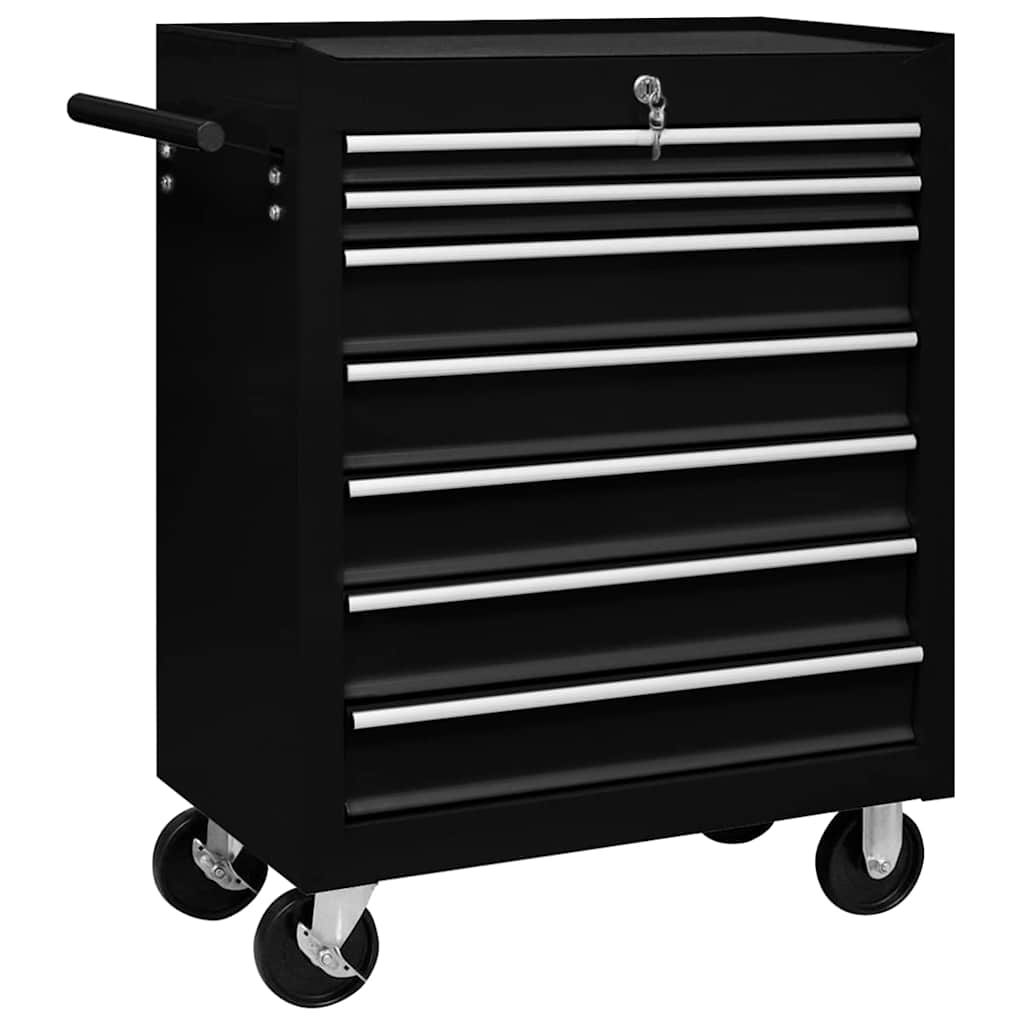 Chariot à outils vidaxl avec 7 tiroirs noirs
