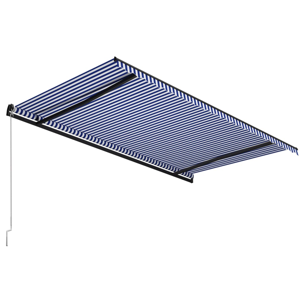 Vidaxl Luifel étend manuellement 500x300 cm bleu et blanc