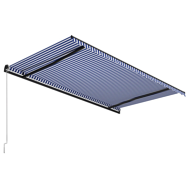 Vidaxl Luifel étend manuellement 500x300 cm bleu et blanc