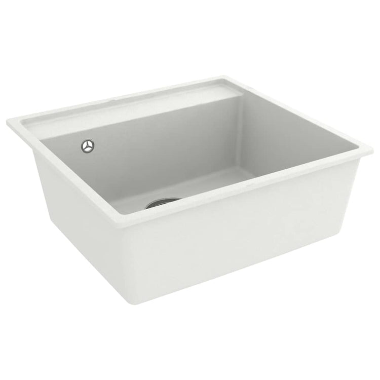 VidaXL évier avec trou de trop-plein granit blanc