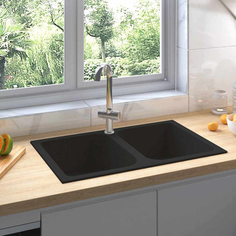 Vidaxx évier de cuisine noir 76 x 48 x 30 cm quartz et résine