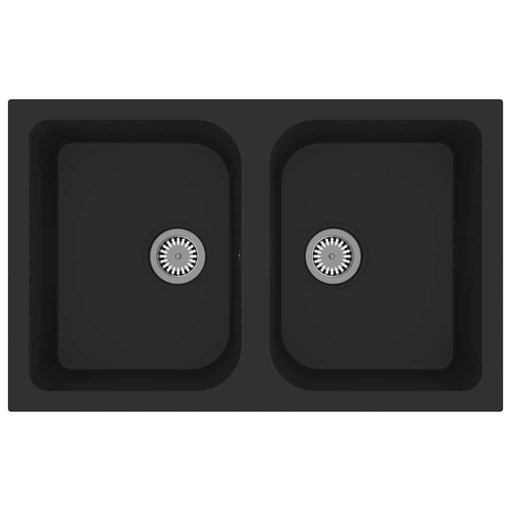 Vidaxx évier de cuisine noir 76 x 48 x 30 cm quartz et résine