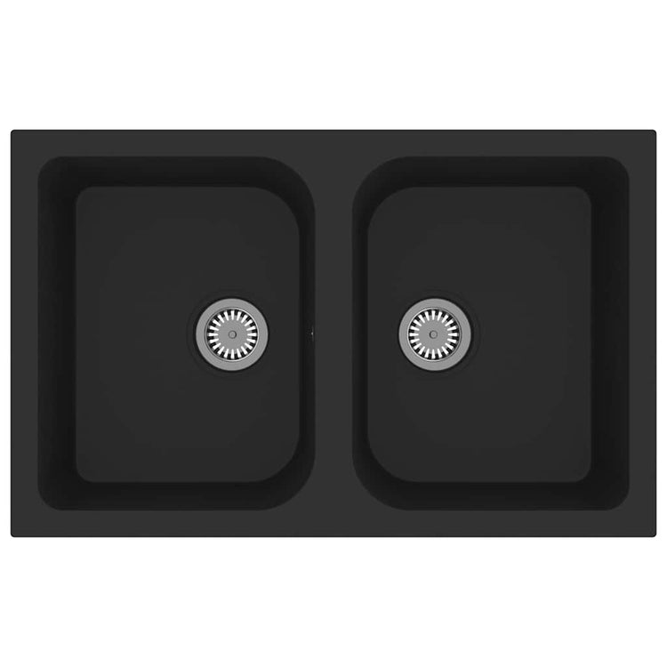 Vidaxx évier de cuisine noir 76 x 48 x 30 cm quartz et résine