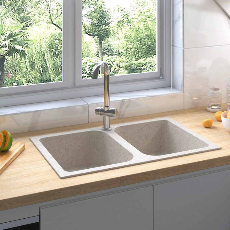 Vidaxx évier de cuisine beige 76 x 48 x 30 cm quartz et résine