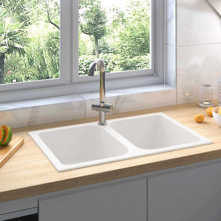 Vidaxx évier de cuisine blanc 76 x 48 x 30 cm quartz et résine