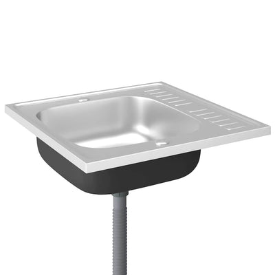 Évier vidaxl avec ensemble de drain 600x600x155 mm en acier inoxydable en acier