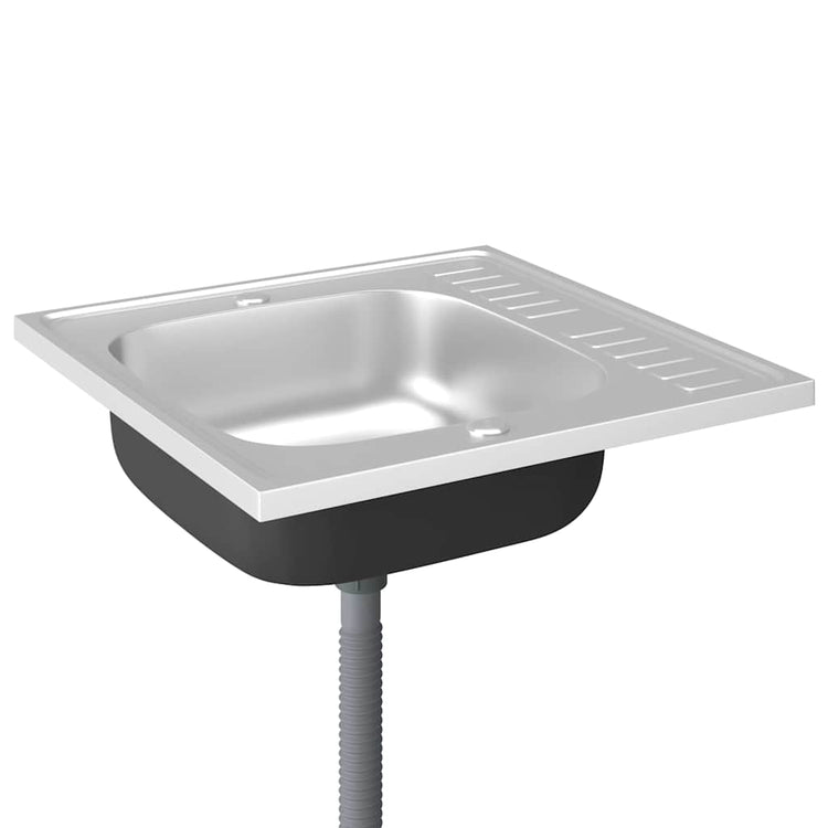 Évier vidaxl avec ensemble de drain 600x600x155 mm en acier inoxydable en acier
