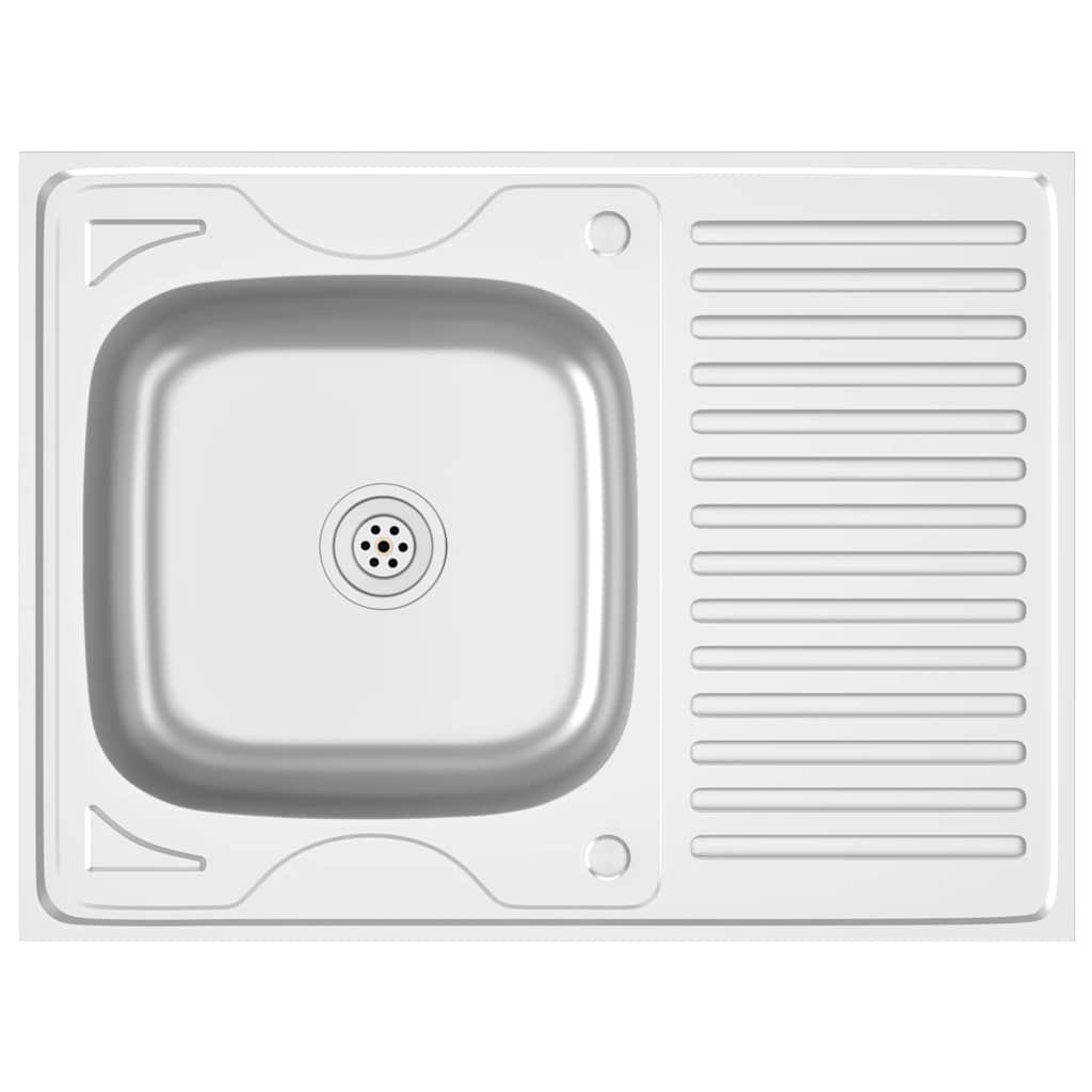 Évier vidaxl avec ensemble de drain 800x600x155 mm en acier inoxydable en acier