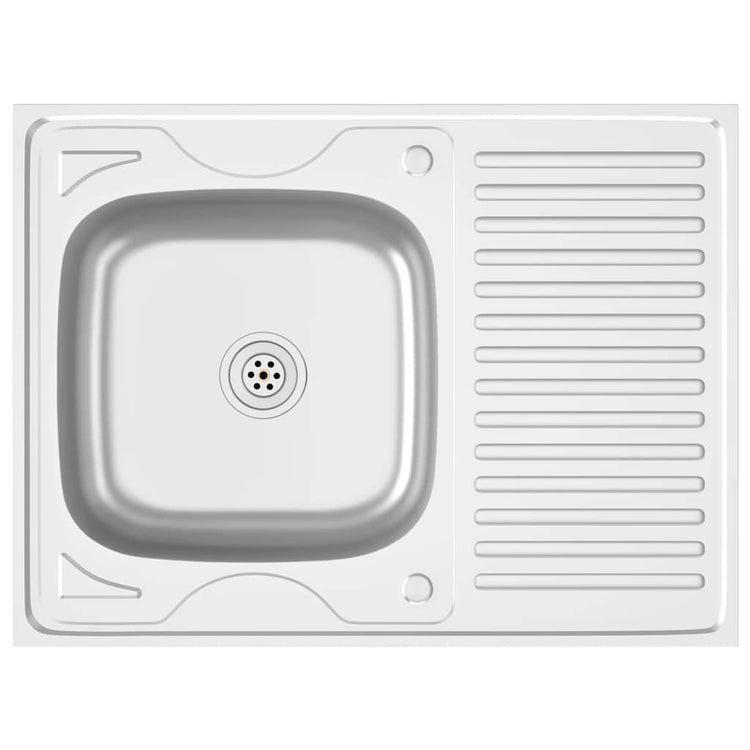 Évier vidaxl avec ensemble de drain 800x600x155 mm en acier inoxydable en acier