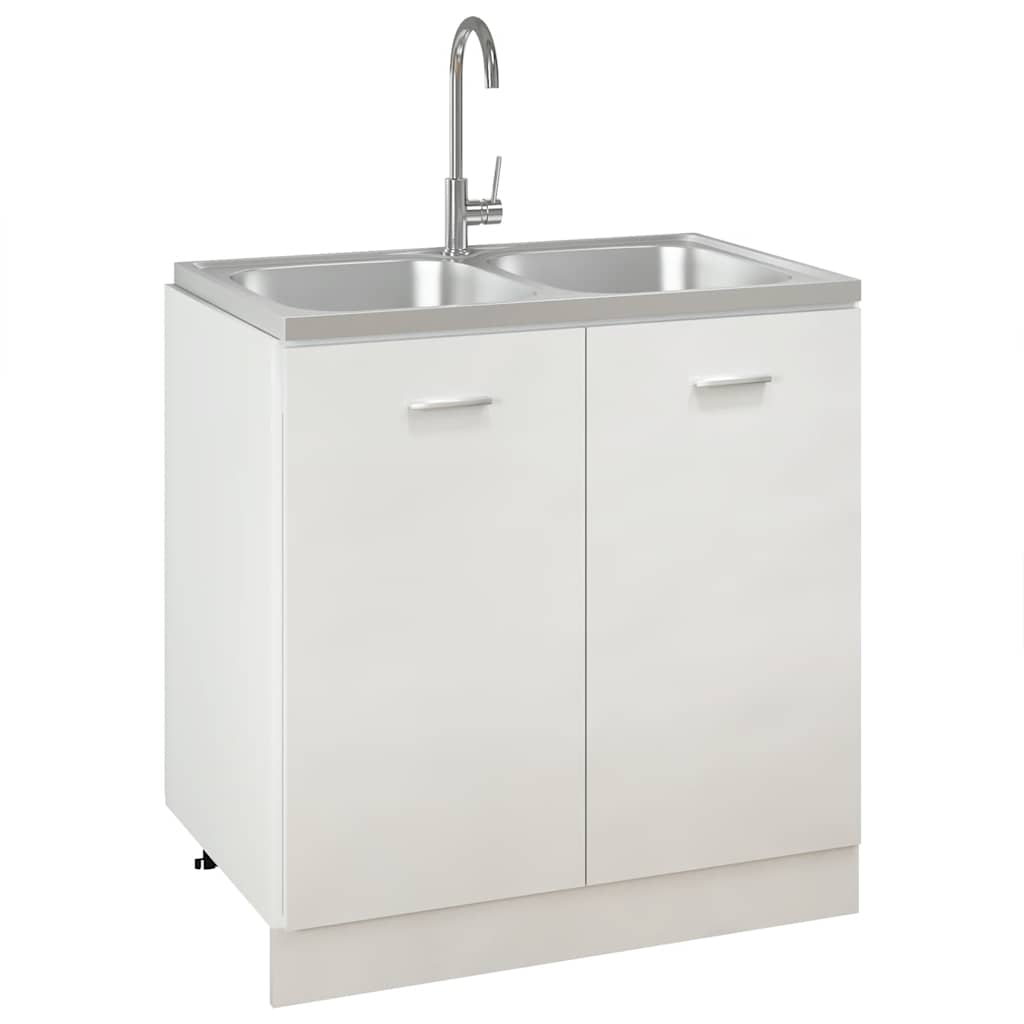 Vidaxl pair double bacs 800x500x155 mm en acier inoxydable en acier