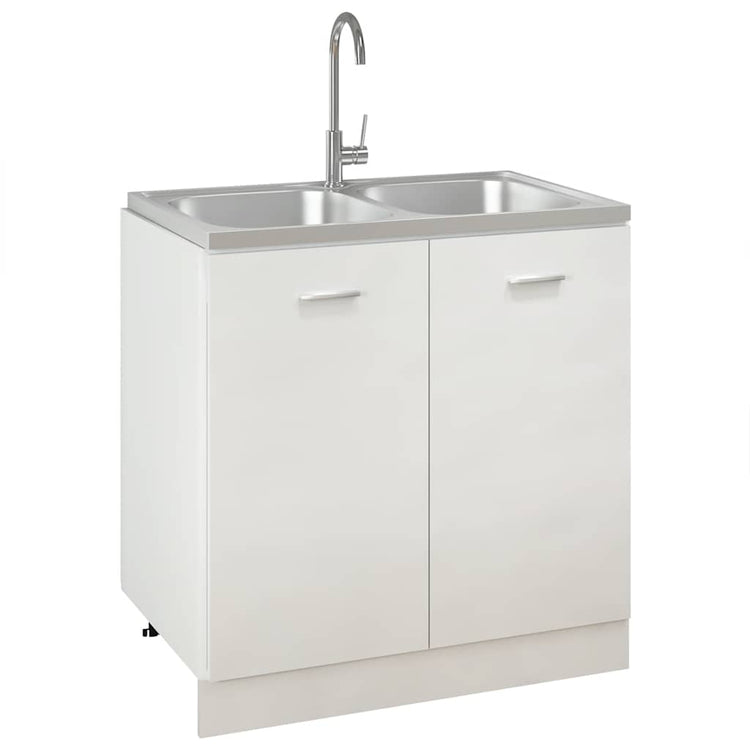 Vidaxl pair double bacs 800x500x155 mm en acier inoxydable en acier