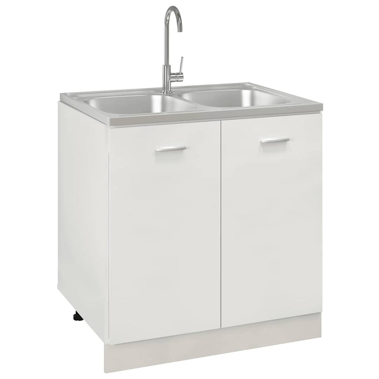 Évier Vidaxl avec double récipient 800x600x155 mm en acier inoxydable en argent