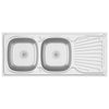 Vidaxl pair double bacs 1200x500x155 mm en acier inoxydable en acier