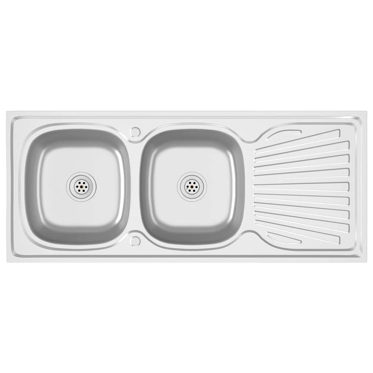 Vidaxl pair double bacs 1200x500x155 mm en acier inoxydable en acier