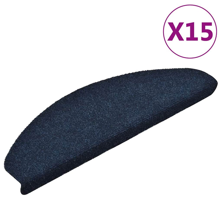 Vidaxl Stair Mats auto-adhésif 15 ST 65x21x4 cm aiguille en feutre bleu marine