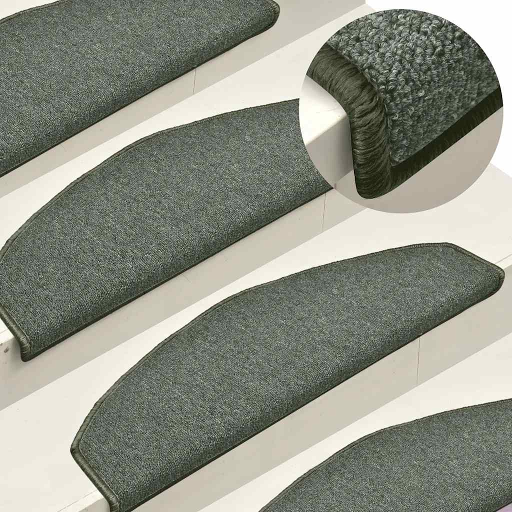 Vidaxl Mats d'escalier 15 st 65x24x4 cm vert foncé