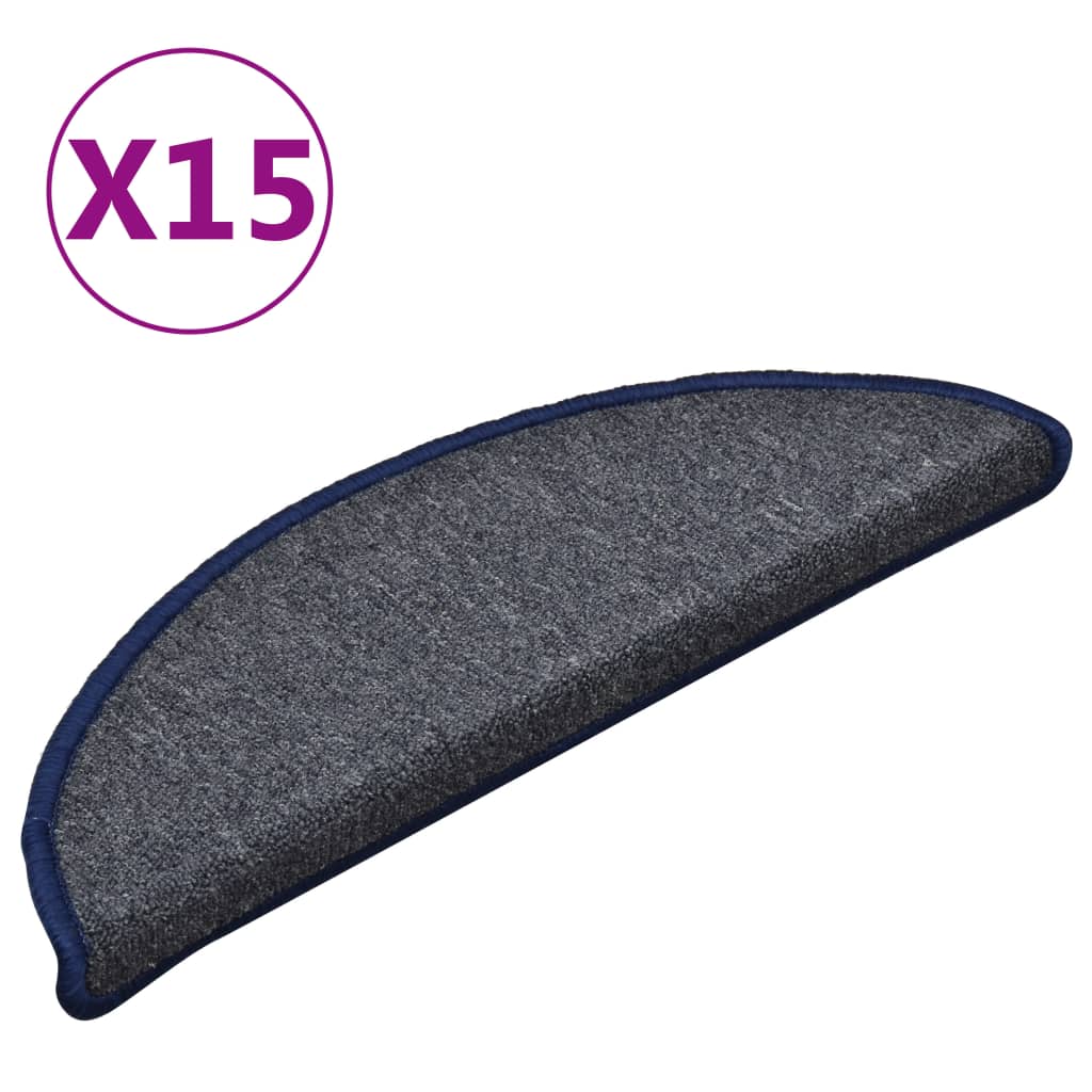 Mattes d'escalier Vidaxl 15 st 56x17x3 cm gris foncé et bleu