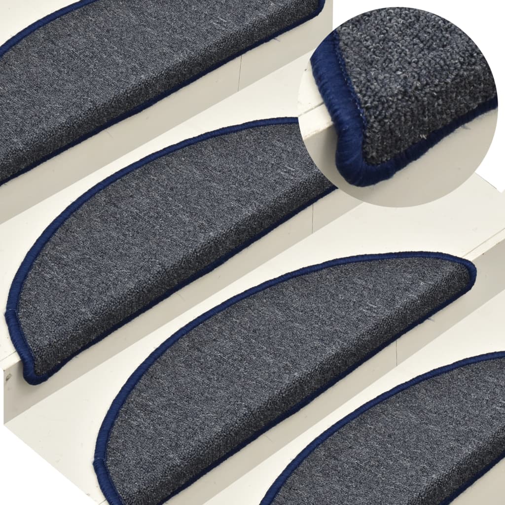 Mattes d'escalier Vidaxl 15 st 56x17x3 cm gris foncé et bleu