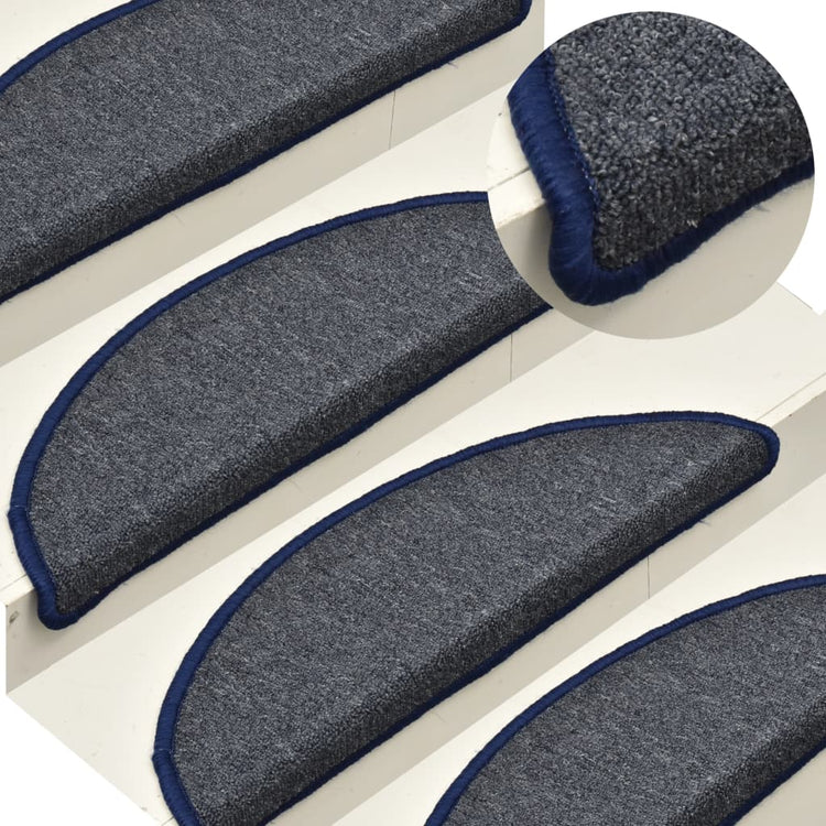 Mattes d'escalier Vidaxl 15 st 56x17x3 cm gris foncé et bleu