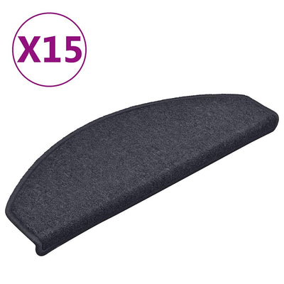 Mattes d'escalier vidaxl 15 st 65x24x4 cm gris foncé et bleu