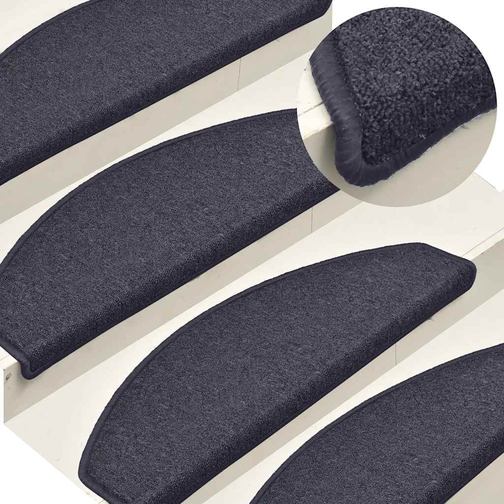 Mattes d'escalier vidaxl 15 st 65x24x4 cm gris foncé et bleu