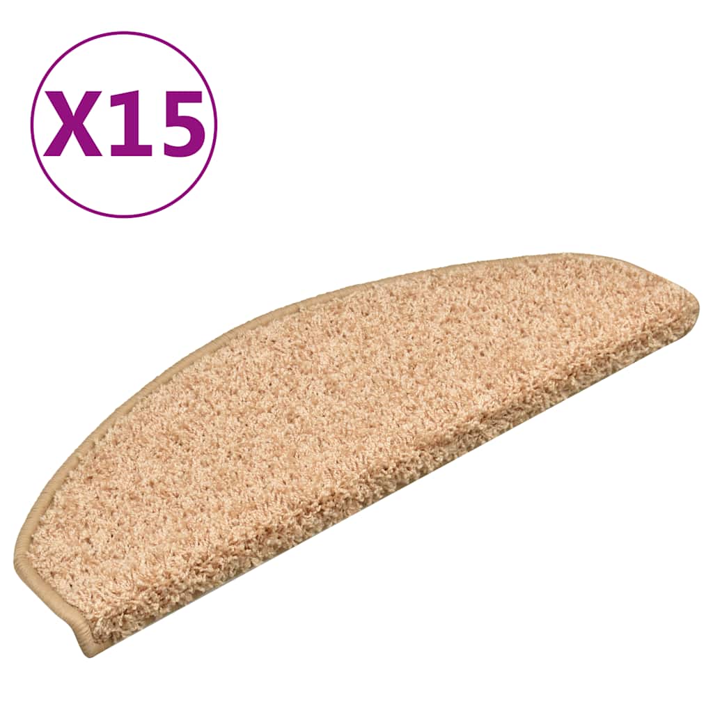 VidaXL tapis d'escalier 15 pcs 65x21x4 cm or semi-circulaire grand