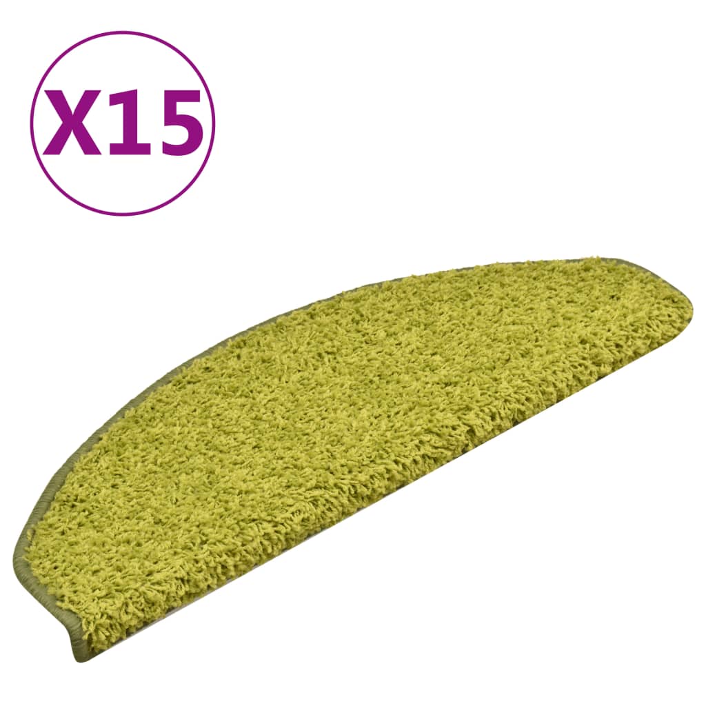 Vidaxx tapis d'escalier 15 pcs 65x21x4 cm vert semi-circulaire grand