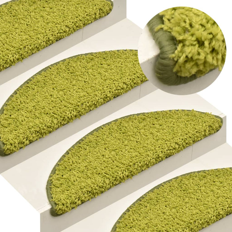 Vidaxx tapis d'escalier 15 pcs 65x21x4 cm vert semi-circulaire grand