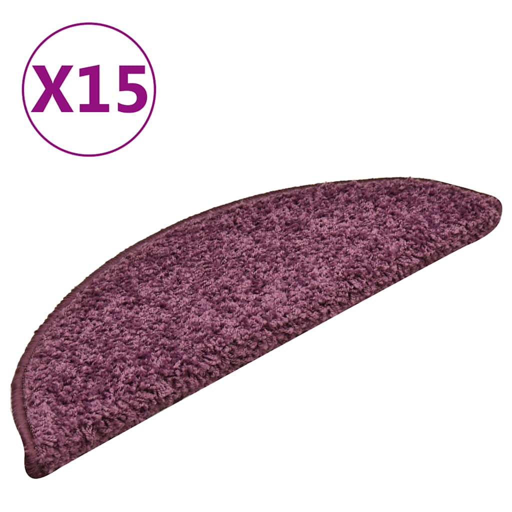 Vidaxl Mats d'escalier 15 st 56x17x3 cm violet foncé