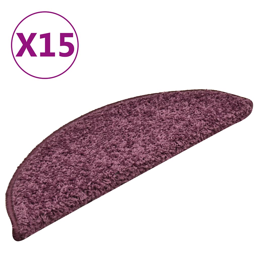 Vidaxl Mats d'escalier 15 st 56x17x3 cm violet foncé
