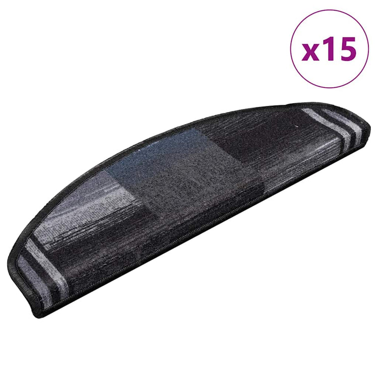 Vidaxl Mat à escalier auto-adhésif 15 ST 65x21x4 cm noir et gris