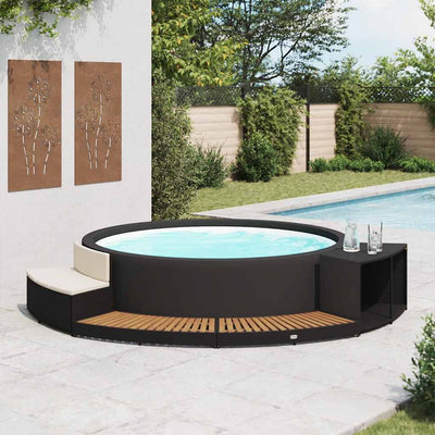 Vidaxl Spa-Ombouw Poly Rattan et Acaciahout Black