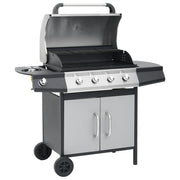 Vidaxl GasbarBecue 4 + 1 Zone de cuisson en acier et argent noir en acier inoxydable - afbeelding 1