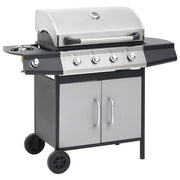 Vidaxl GasbarBecue 4 + 1 Zone de cuisson en acier et argent noir en acier inoxydable - afbeelding 2