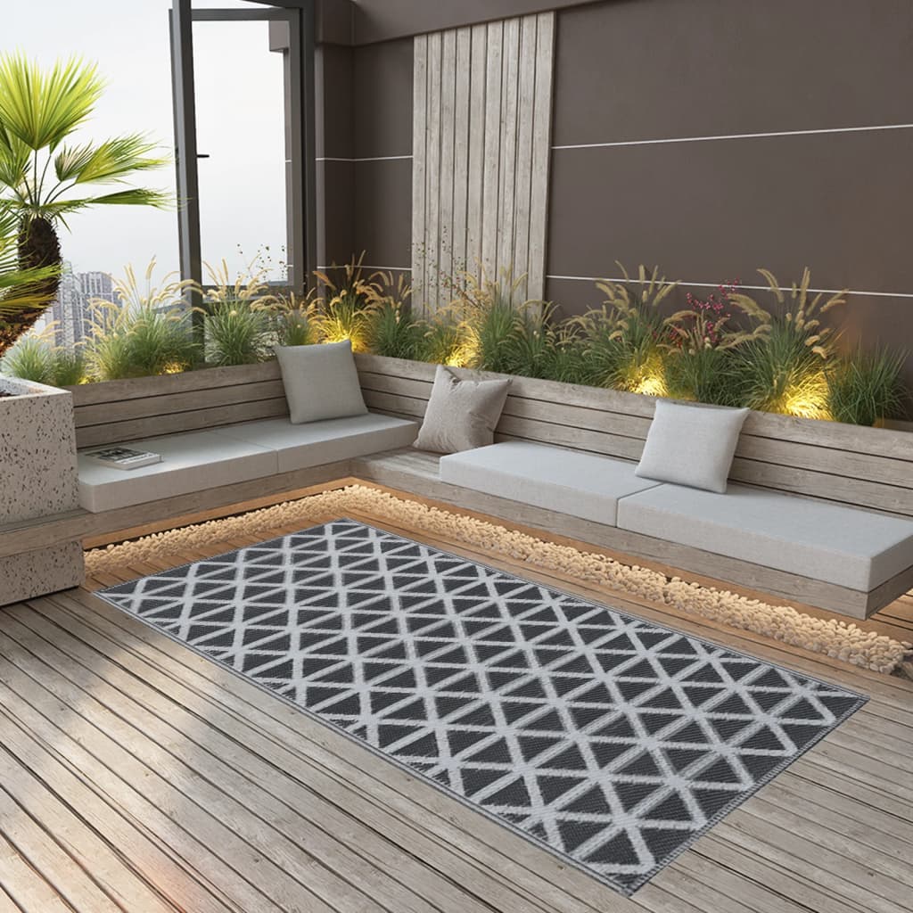 Vidaxl à l'extérieur du tapis 160x230 cm pp noir