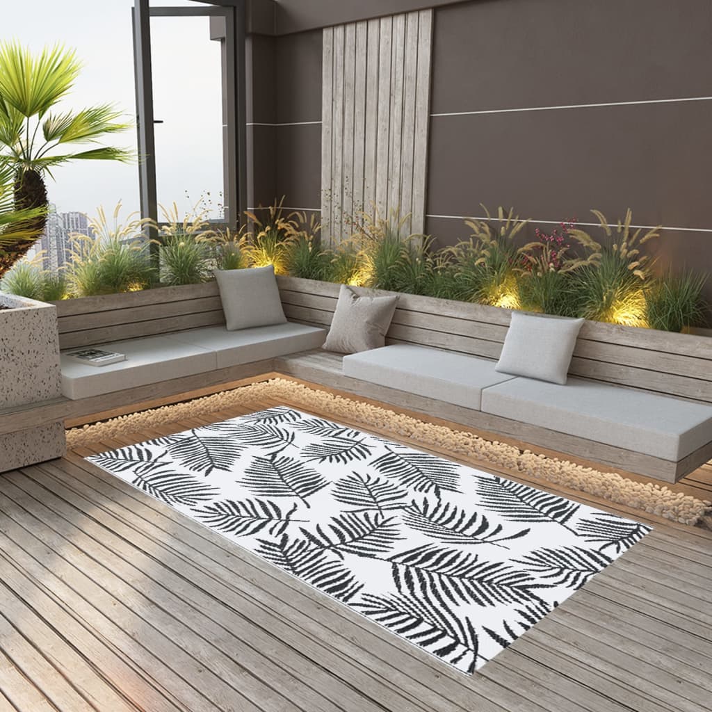 Vidaxl Extérieur Rug 80x150 cm pp blanc et noir