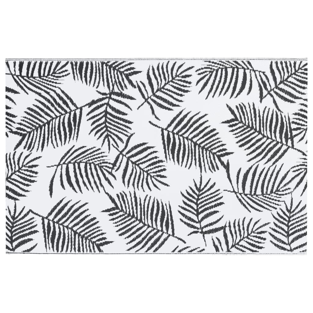 Vidaxl à l'extérieur du tapis 160x230 cm pp blanc et noir