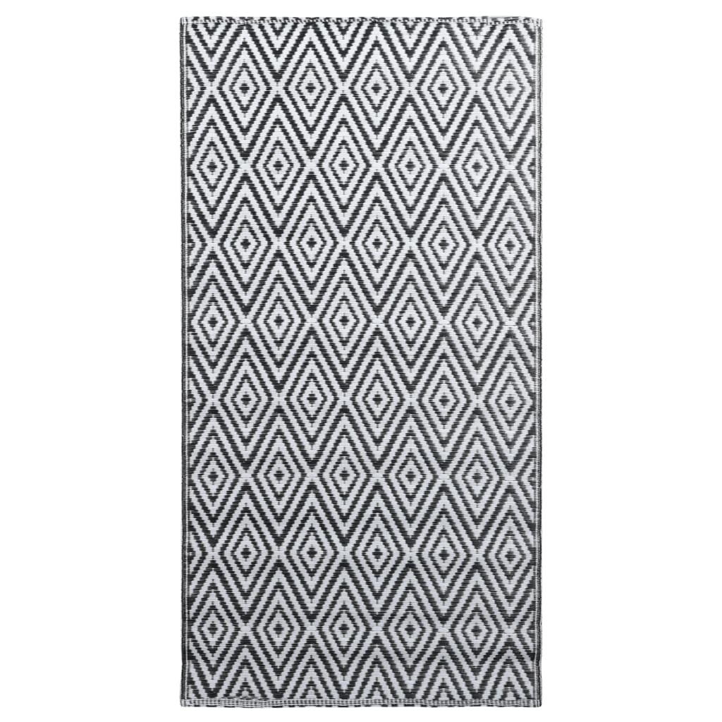 Vidaxl à l'extérieur du tapis 160x230 cm pp blanc et noir