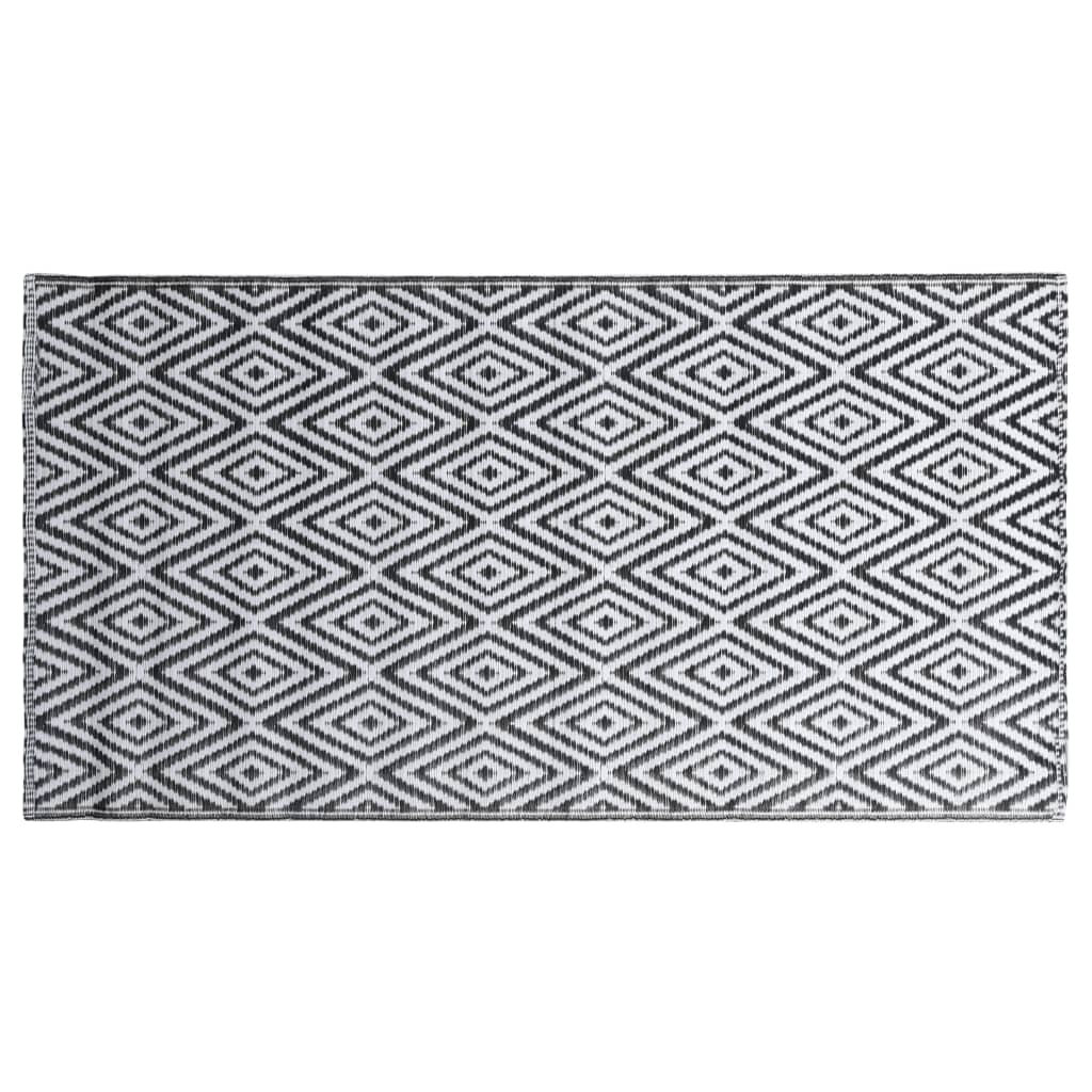Vidaxl à l'extérieur du tapis 160x230 cm pp blanc et noir