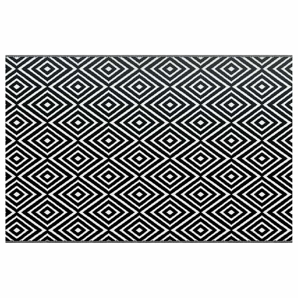 Vidaxl à l'extérieur du tapis 190x290 cm pp blanc et noir