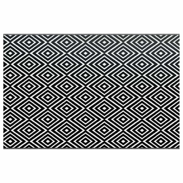 Vidaxl à l'extérieur du tapis 190x290 cm pp blanc et noir