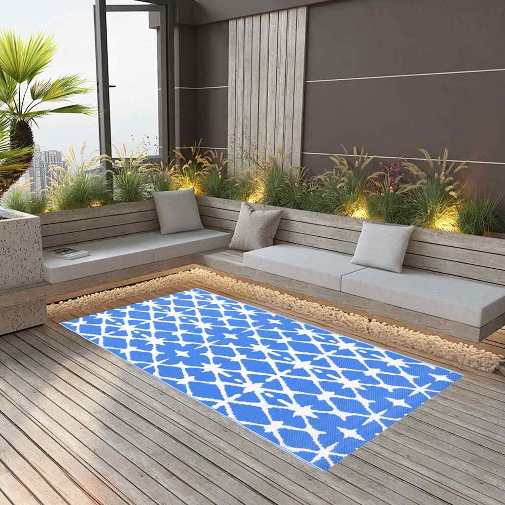 Vidaxl Extérieur Rug 80x150 cm PP Bleu et blanc