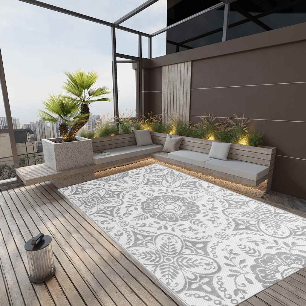 Vidaxl à l'extérieur du tapis 190x290 cm pp gris clair