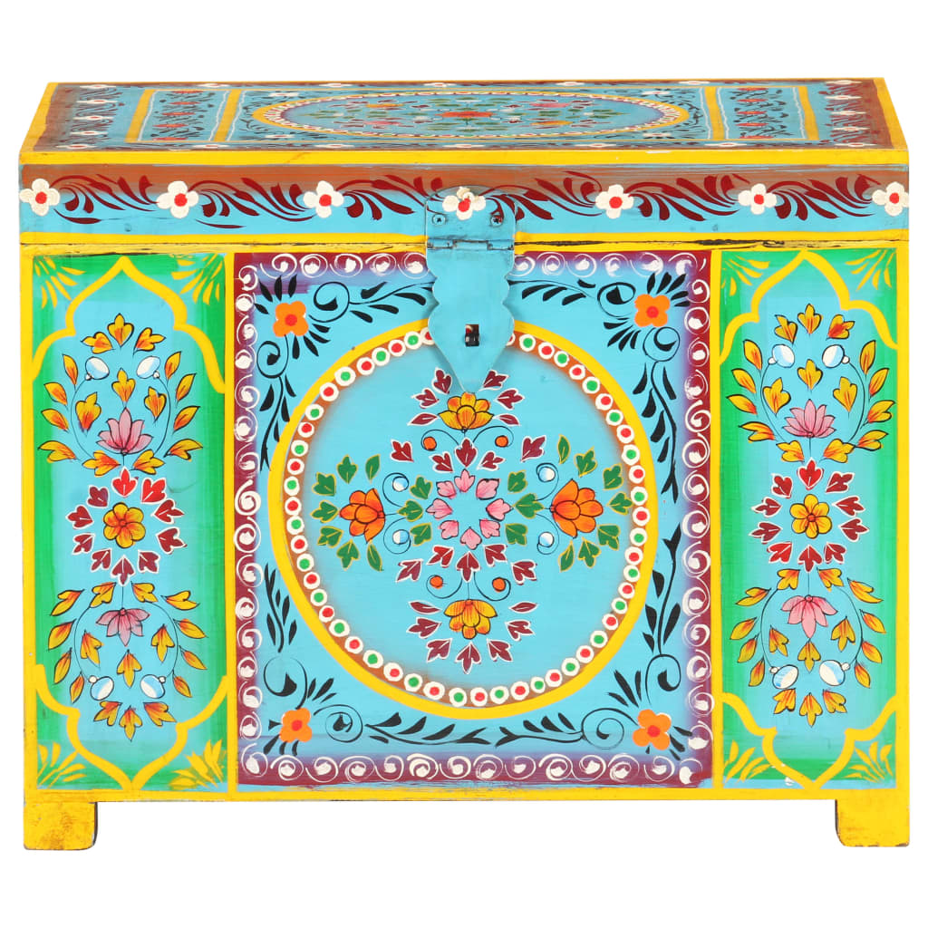 Boîte de rangement Vidaxl peinte à la main 50x40x40 cm en bois de mangue solide