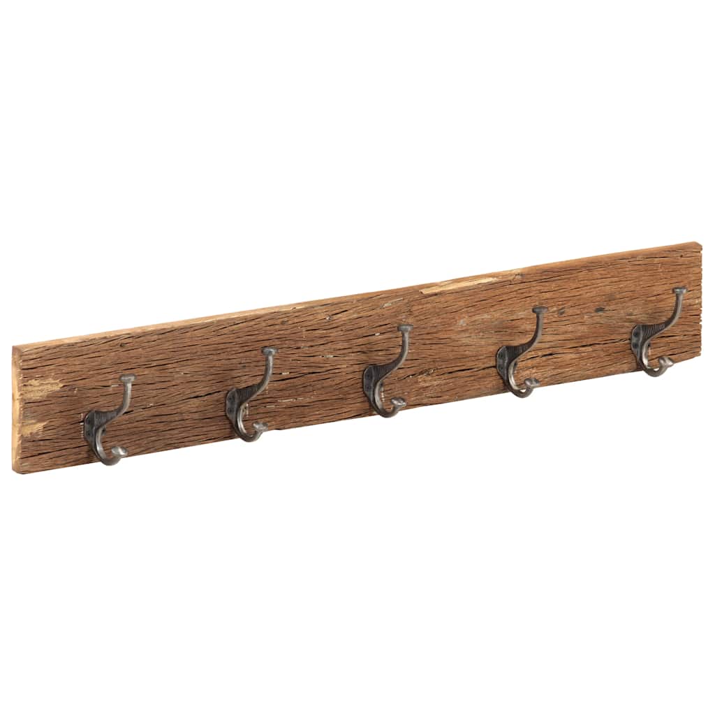 Rack de couche murale Vidaxl avec 5 crochets 100x2,5x15 cm en bois recyclé solide
