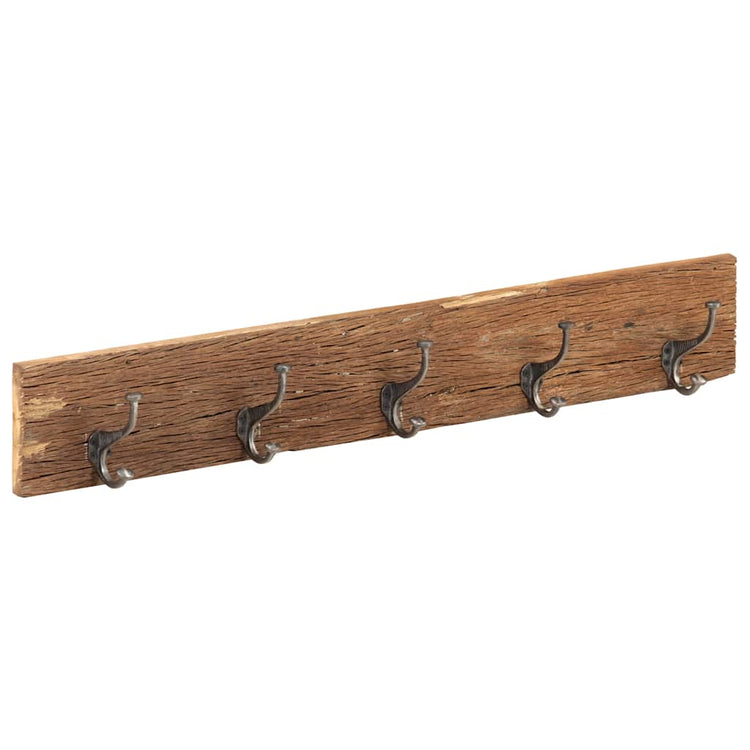 Rack de couche murale Vidaxl avec 5 crochets 100x2,5x15 cm en bois recyclé solide