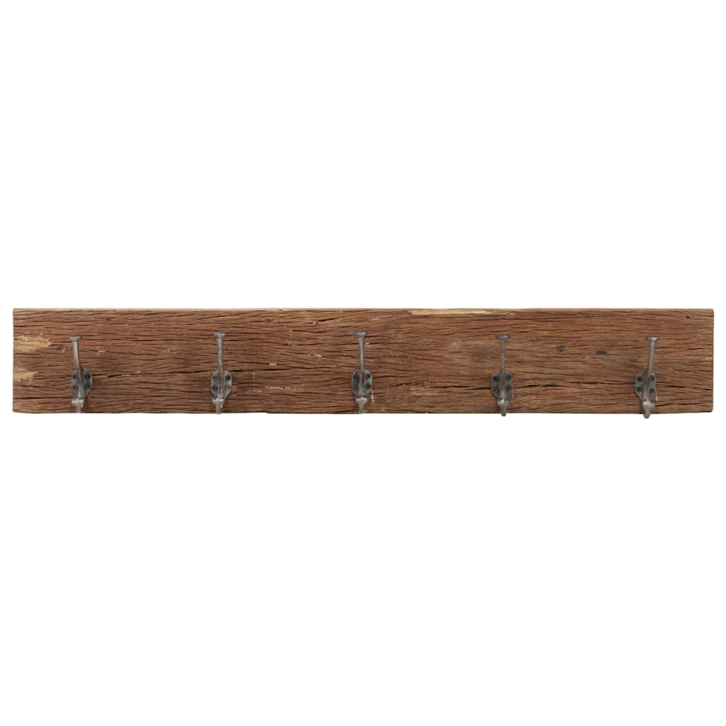 Rack de couche murale Vidaxl avec 5 crochets 100x2,5x15 cm en bois recyclé solide