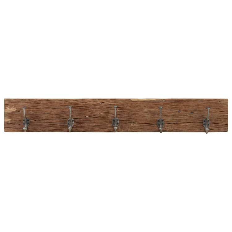 Rack de couche murale Vidaxl avec 5 crochets 100x2,5x15 cm en bois recyclé solide